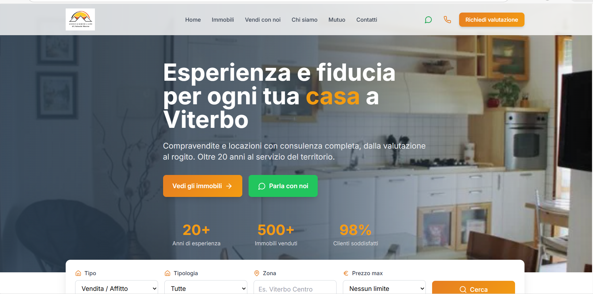 Screenshot sito Macera Immobiliare - Homepage